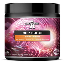 Mega Fischöl 1000 mg pro Kapsel - 240 Softgels - 8-Monats-Vorrat - für Herz, Gehirn und Vision Gesundheit - Premium Omega-3 Ergänzung von Apollo's Hegemony