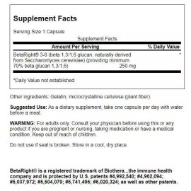 Swanson Betaright Beta Glucan 250 mg 60 Capsules