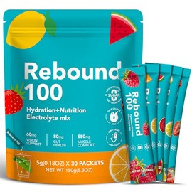 Electrolytes Powder with Hydration Nutrition, Electrolytes Sachets 30PCS, Gut Eye Health, Muscle Comfort, Sugar Free, Zero Calorie, Vegan Friendly, 5 Flavors, Rebound 100%