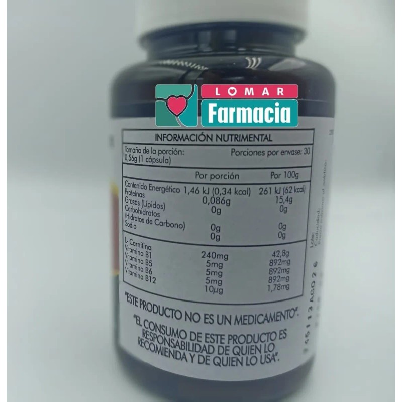 4 Pack L-carnitina Naturex 240mg. C30 Cpsulas Sin Sabor