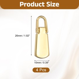 sourcing map 4pcs Zipper Pull, 1 Inch Zinc Alloy Zip Puller Zipper Pull Replacement Sewing Zippers Tapes for Luggage Clothing Jackets Backpacks Boots, Gold