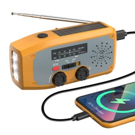 Kurbelradio，Dolucky Notfall-Solarradio, Survival Kurbelradio mit LED-Taschenlampe, SOS-Alarm,AM/FM Wetter Wind Up Solar Radio mit 2000mAh Akku für Notladung von Smartphone-Orange