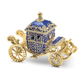 Luxury Giftware by Jere Bejeweled ROYAL BLUE Carriage w/Ring Pad Trinket Box