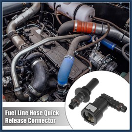 VekAuto 9.89mm SAE to 10.5mm 90 Degree Fuel Line Hose Quick Release Connector Disconnect Hose Nylon 2PCS Auto Accessories