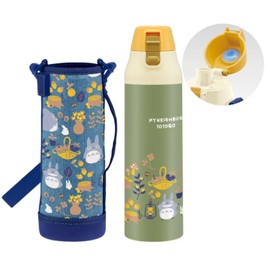 Skater KSDC10S-A Water Bottle, Large Capacity, Direct Drinking, 33.8 fl oz (990 ml), Stainless Steel, Cold Insulated, Sports Bottle with Cover, Lock, One Touch, Kids, Sports, Ghibli, My Neighbor