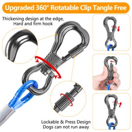 Tresbro 40FT Reflective Dog Tie Out Cable for Dogs Up to 250 Pounds, Steel Dog Wire Leash Cable with Stainless Rotatable Clip, Lightweight and Enduring, Dog Lead Chains for Outside,Yard,Camping, Blue