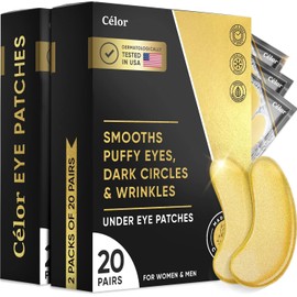 CÉLOR Parches Celor Para El Contorno De Ojos Para Ojos Hinchados Y Ojeras - Mascarillas Para Ojos Con Aminoácidos Y Colágeno, Cuidado De Los Ojos...  