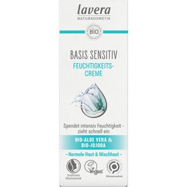 lavera Basic Sensitive Moisturising Cream with Organic Aloe Vera and Organic Jojoba - Intensive Moisture - Fast Absorbing - Smooth Skin Feel - Natural Cosmetics - Vegan - Organic (1 x 50 ml)