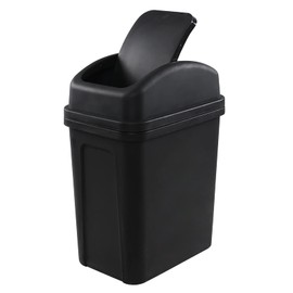 Callyne 1.8 Gallon Plastic Swing Top Lid Trash Can, Small Waste Bin with Swing Lid, Grey
