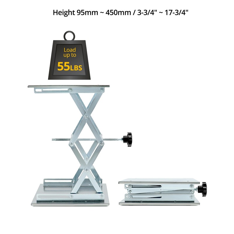 QWORK Lift Tables, 12"x12" Lab Scissors Jack, 304 Stainless Steel