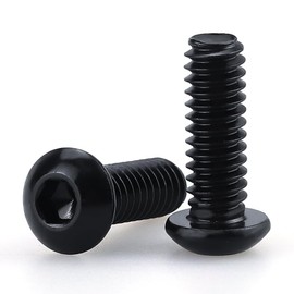 #10-32 x 3/4" Button Head Socket Cap Bolts Screws, 304 Stainless Steel 18-8, Allen Hex Drive, Black Oxide Coated Finish, Fully Machine Thread, 100 PCS
