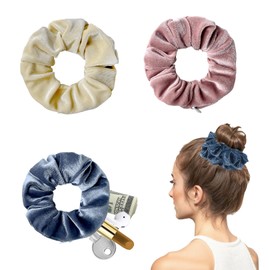 Women's Hair Bobbles, Money Hide for Hiding, with Zip Pocket, Travel Gadgets for Women, Can Store Valuables, Safe Holiday (Beige, Pink, Palace Blue/Grey)