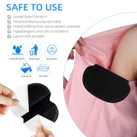Large Underarm Sweat Pads for Women and Men Fight Hyperhidrosis [100PCS], CANAGROW Disposable Armpit Sweat Pads Comfortable Unflavored, Non Visible, Extra Adhesive, Sweat Free Armpit Protection, Black