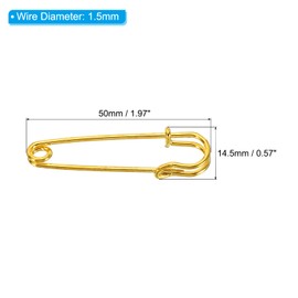 MECCANIXITY Imperdibles de Seguridad 50mm, Alfileres Pasadores de Costura de Metal Grandes para Mantas Artesanía Broches Fabricación, Tono Dorado 20 Piezas