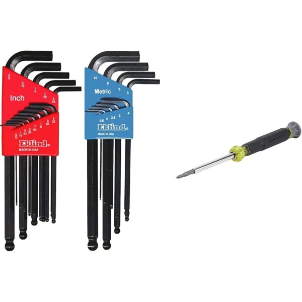 Eklind 13222 Ball-Hex Allen Wrench Set 22Pc & Klein 4-in-1