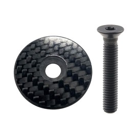 Yaruijia - Tapa para auriculares de fibra de carbono con tornillo de titanio M6 x 35 mm para tallo de bicicleta de carretera MTB de 1-1/8"