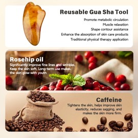 Glow Remedy Oil Skin Tightening and Lifts Sagging Skin - Magic Oil for Sagging Skin with Gua Sha Tool - Hydrating Tightening Luxury Lotion for Everyone After Shower with Caffeine & Rosehip