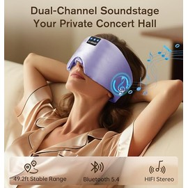LC-dolida Luxurious Silk Soft Sleep Mask, Sleep Headphones with Bluetooth 5.4 for Side Sleeper, Total Blackout Eye Sleeping Mask for Women and Men, Id
