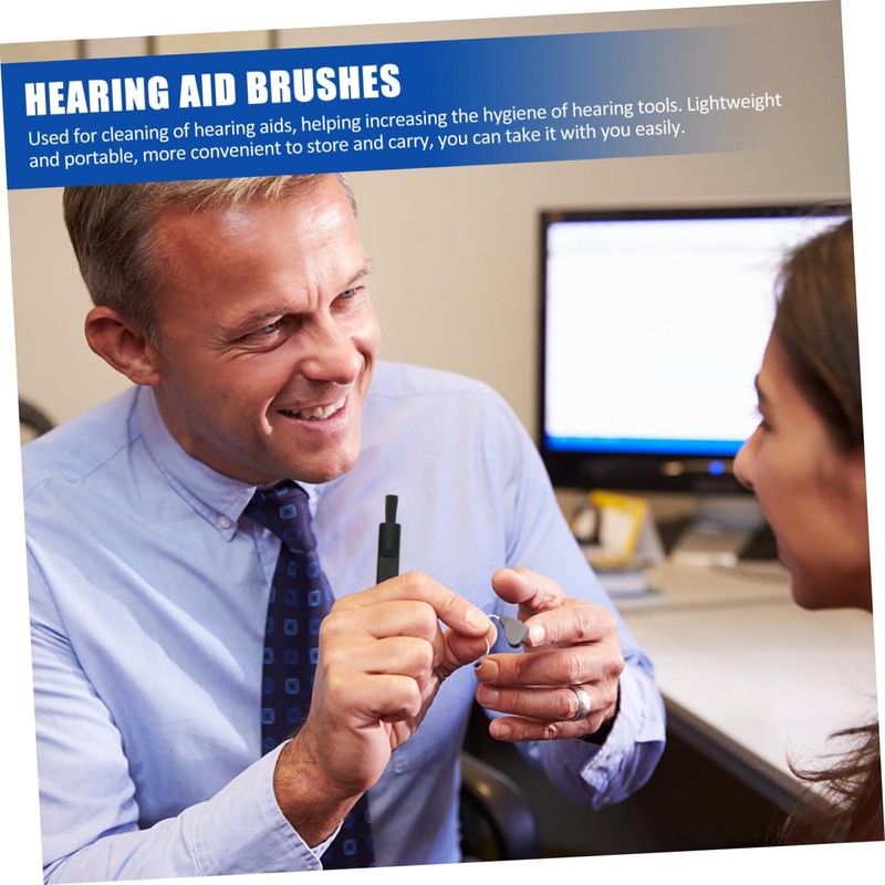 Beavorty Hearing Aid Cleaning Brush Kit 5pcs U-Shaped Hook Nylon