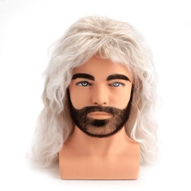 BERRYLION 80s Outfit for Men|Synthetic Curly Mens Wig|Long Rocker Wig for Men|Mens Wig for Party (Brown)