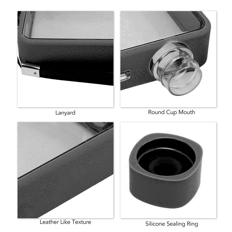 Flat Water Bottle Plastic Leakage Proof Transparent Square Portable A5