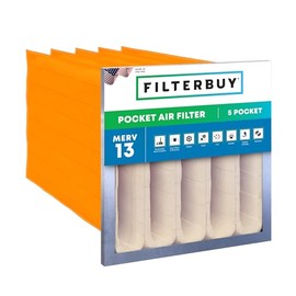 Filterbuy 24x24x22 5-Pocket Air Filter MERV 13 HVAC Replacement (1-Pack)