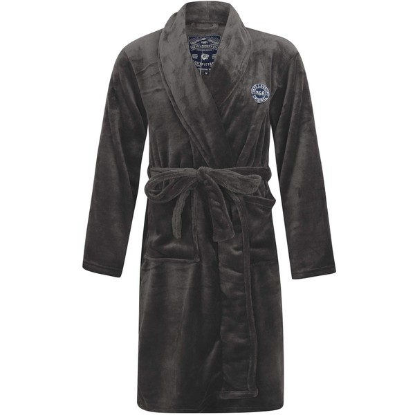 Tokyo Laundry Men's Alps Fleece Dressing Gown - Dark Grey