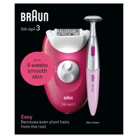 Braun 3-202 Silk-épil 3 Epilator Include Bikini Trimmer, Raspberry