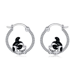 Cat Earrings forfor Girls Sterling Silver Cat Hoop Earrings Jewellery Gifts for Women Cat Lover Gifts