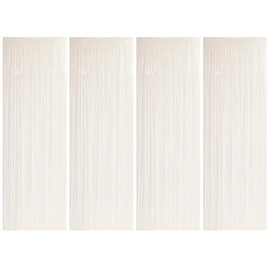 Allgala 4PK 3.3 x 9.8 FT (1x3M) Metalic Tinsel Party Photo Backdrop Curtains Door Fringe Décor-White-BD52601