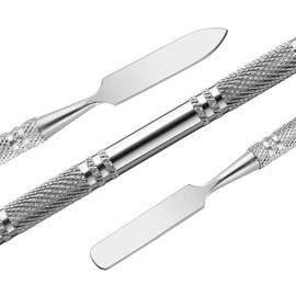 Wismee 5Pcs Makeup Spatula tool metal Set Professional Beauty Stainless Steel Cosmetics Mixer Long Metal Spatula Depotting Mixing Tool (#1+#2)