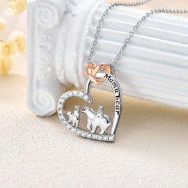 Seiyang Mama Bear Necklace with 3 Cubs 925 Sterling Silver Mother Daughter Son Necklace Polar Bear Pendant Mother Day Jewellery Gift for Women Mom