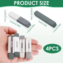 4 Pcs Natural Rubber Eraser Ink Eraser, Sand Rubber Eraser Fountain Pen Rubber for Ink/Pencil, Erasers and School Office Correction Supplies for Fountain Ball-Point Pen Double Head Remover (Grey-4pcs)