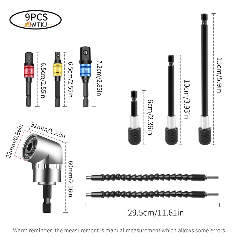 Angle Screwdriver Drill Attachments, 105° Angle Gear, 2 x Drill
