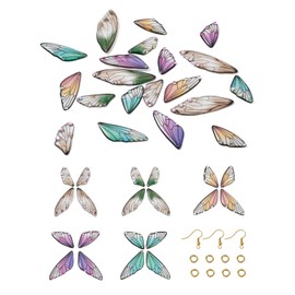 PandaHall Clear Resin Butterfly Wings Pendants DIY Earrings with Brass Earring Hooks Jump Rings