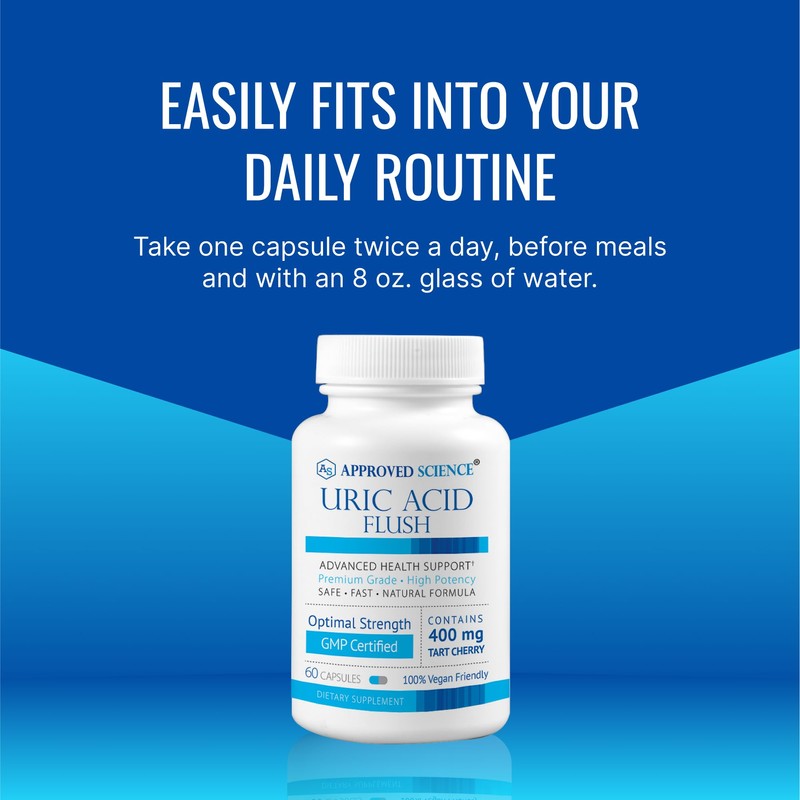 Approved Science Uric Acid Flush Supplement - Tart Cherry, Turmeric,