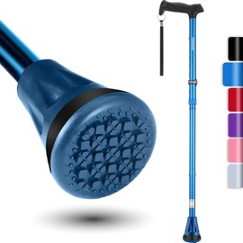 REHAND Walking Cane - Foldable, Adjustable, Collapsible Walking Canes for Men & Women, Pivot Tip, with Travel Bag | Walking Sticks for Seniors & Adults [Ocean Blue]