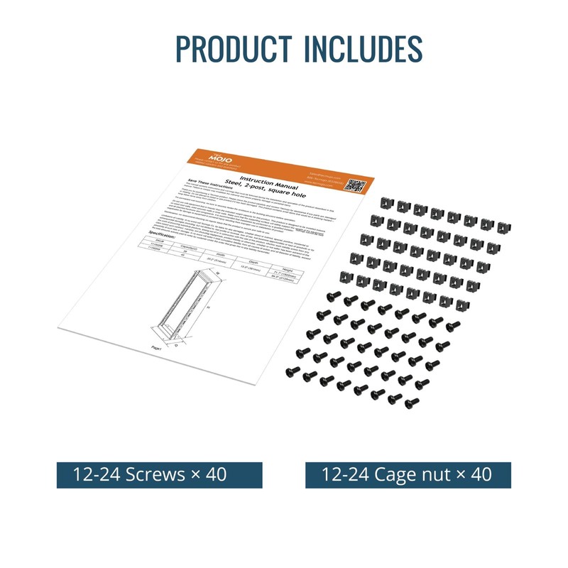 Tecmojo 38U 2-Post Open Frame Server Rack– 19" Network, Server,