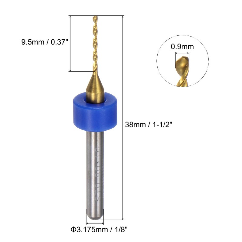 QUARKZMAN 10pcs PCB Drill Bits 1/8 Inch Shank 0.9mm Titanium