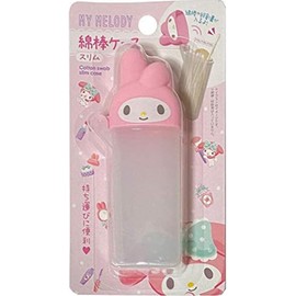 SANRIO SANRIO Melody ポータブル 綿棒 スリム 4.7 × 4インチ メイクアップ トラベルケース 1個 (1パック), 1 Count (Pack of 1), サンリオ マイメロディ ポータブル コットン 綿棒 スリムケース 4.7 × 10.3 Cm メイクアップ トラベルケース