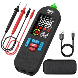 BSIDE Rechargeable Digital Multimeter Electrical Amp Tester Color LCD 6000 Counts Automatic Smart Voltmeter VFC Capacitance Diode AC DC Current Continuity Voltage Tester with Carrying Case