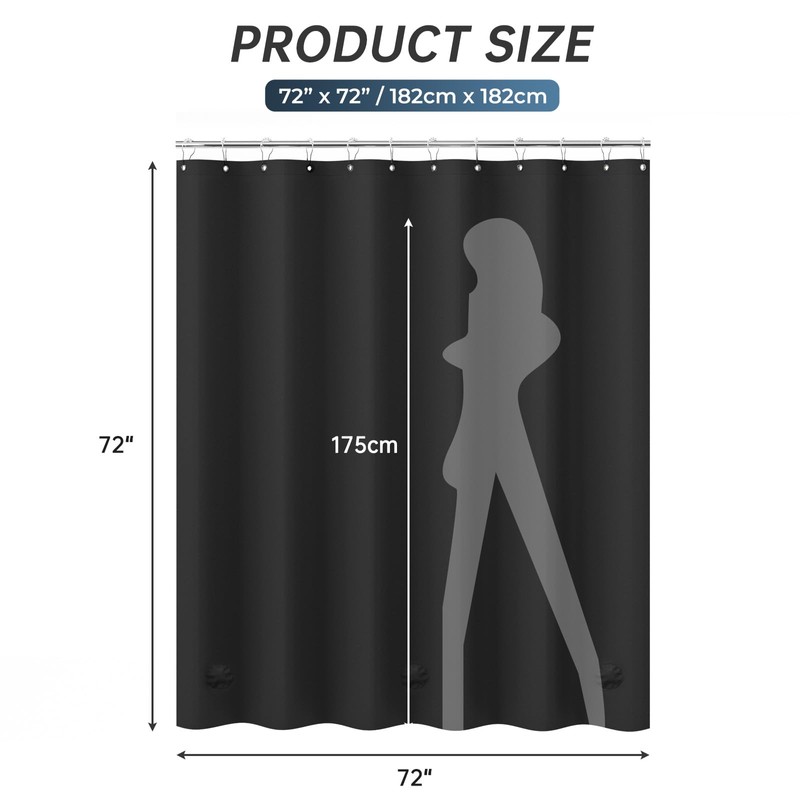 AmazerBath Plastic Shower Curtain Liner, 72 x Inches EVA 8G