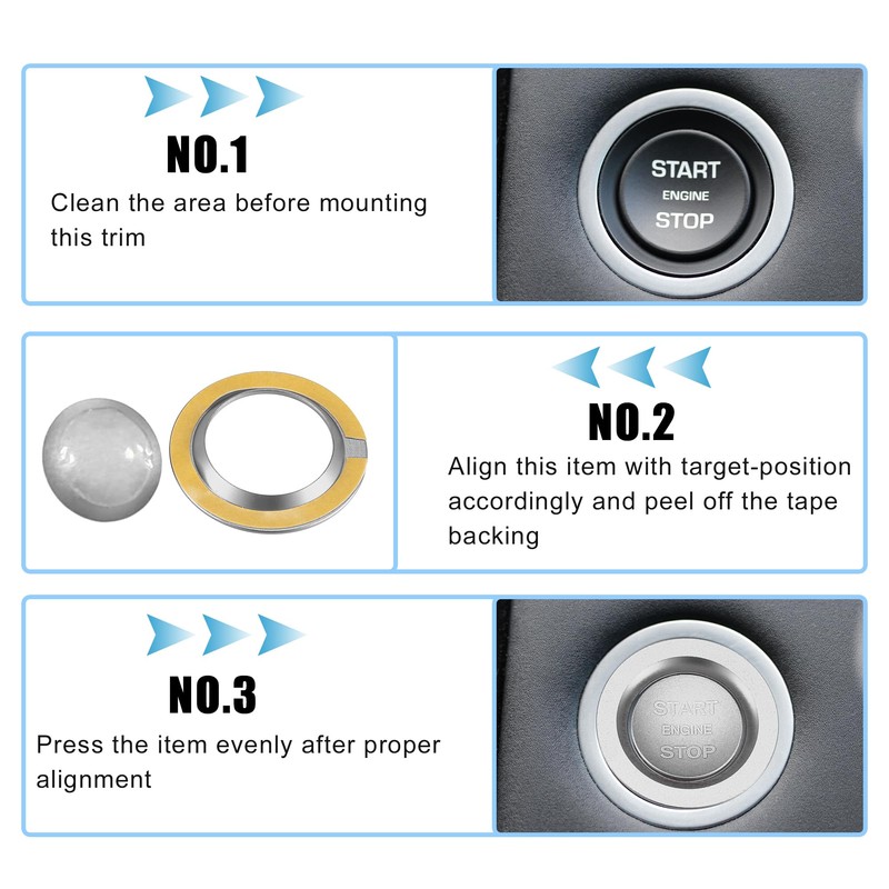 X AUTOHAUX Car Engine Start Stop Button Cover Trim Kit
