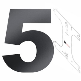 Cleverry House Number, 20 cm High, Anthracite RAL 7016, Powder-Coated Metal Numbers, House Number Board with PVC Template, Solid Steel Plate, Easy to Assemble Metal Numbers, Number 5