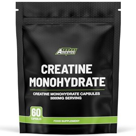 Creatine Monohydrate Capsules - 3000mg Per Serving, High Strength Supplement, Increases Physical Performance (60 Capsules)