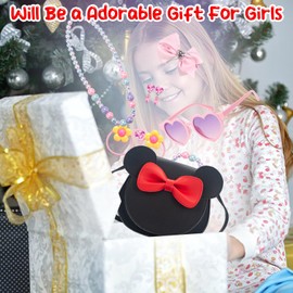 LJCTULY Kids Purse-Little Girls Purse, Cute Black Toddler Purse, Mini Mouse Ear Bow Crossbody Purse, Shoulder Handbag for Toddler, Girls Crossbody Bag-Birthday Gifts Kids Purse for Girls Age 4-6