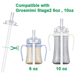 Replacement Straw Kit Compatible with Grosmimi Stage 2, Soft Silicone, No Spill 4Pcs