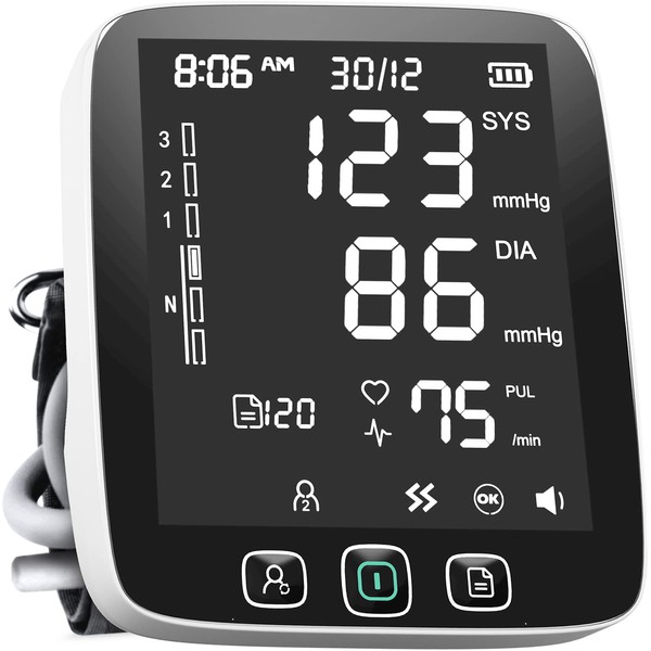LAZLE Blood Pressure Monitor - Automatic Upper Arm Machine & Accurate Adjustable Digital BP Cuff Kit - Largest Backlit Display - 200 Sets Memory, Includes Batteries, Carrying Case