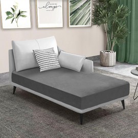 ANARACHON Sectional Couch Cushion Covers 1 Piece Velvet Separate L Shape Chaise Lounge Couch Cover Stretch Sofa Slipcover Washable(Chaise Cover, Grey)