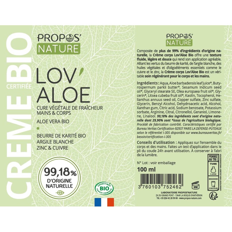 Aloe Vera Cream Organic 100 ml